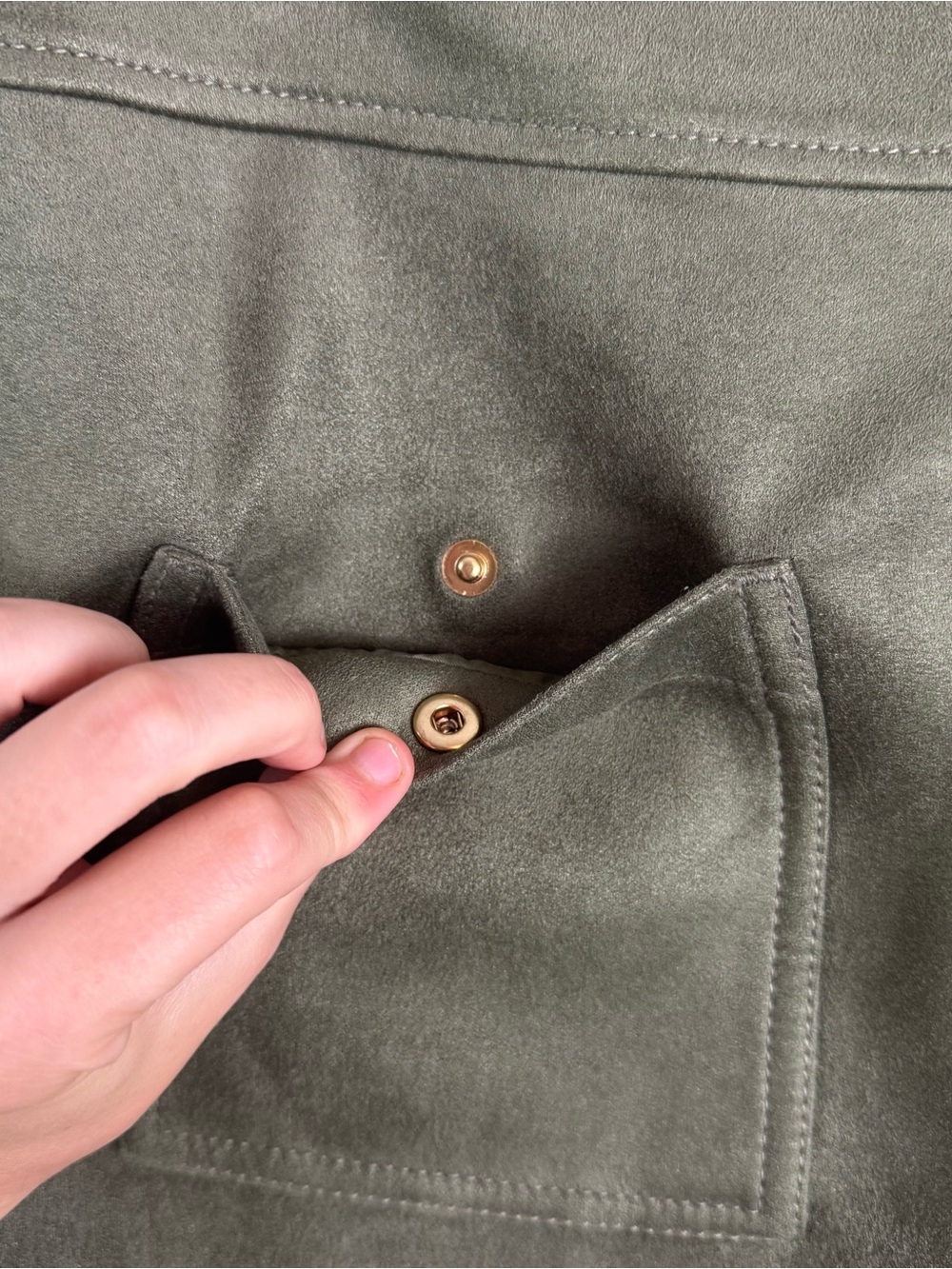 LOFT Olive Green Faux Suede Front Pocket Mini Skirt Skirt Size 6 - Picture 4 of 9